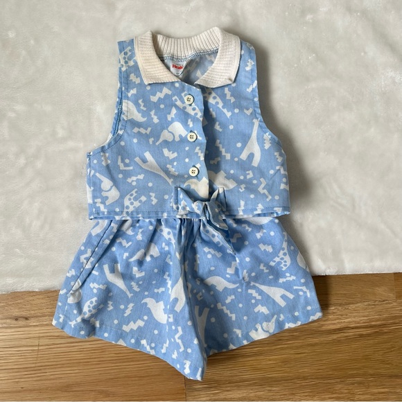 Vintage Other - Vintage healthtex abstract two piece zoo animals 90s style elephant giraffe 4t